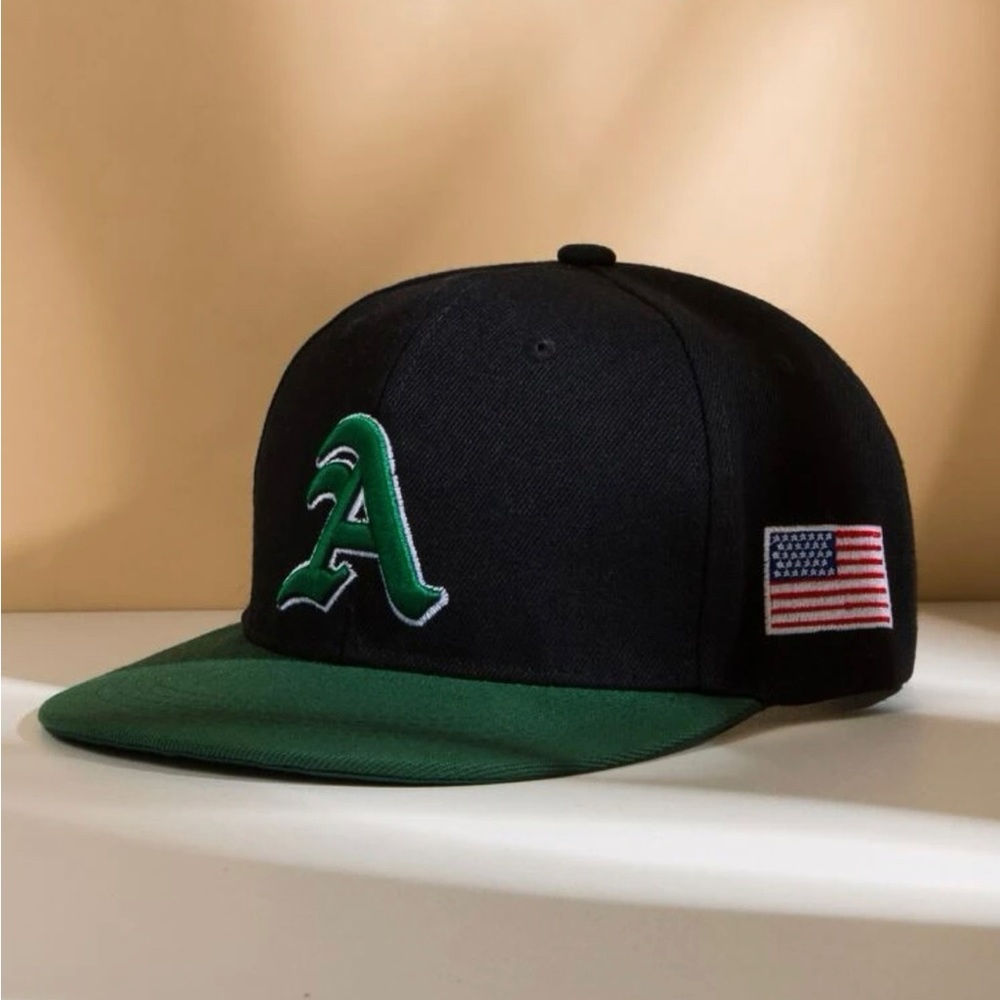 Snapback Black & Green Hat (“A”)
